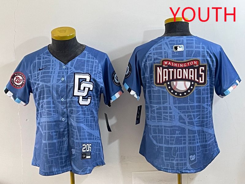 Youth Washington Nationals Blank Blue Joint Name 2025 Nike MLB Jersey style 6->youth mlb jersey->Youth Jersey